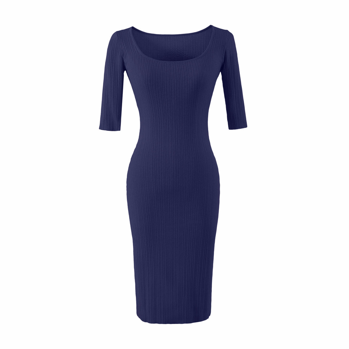 Women Figure-hugging ribbed Midi dress made of stretch knit EVA-US