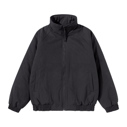 Unisex Short Cut Boxy Stand Collar Blouson with Elastic Hem and Concealed Side Pockets EVA-US