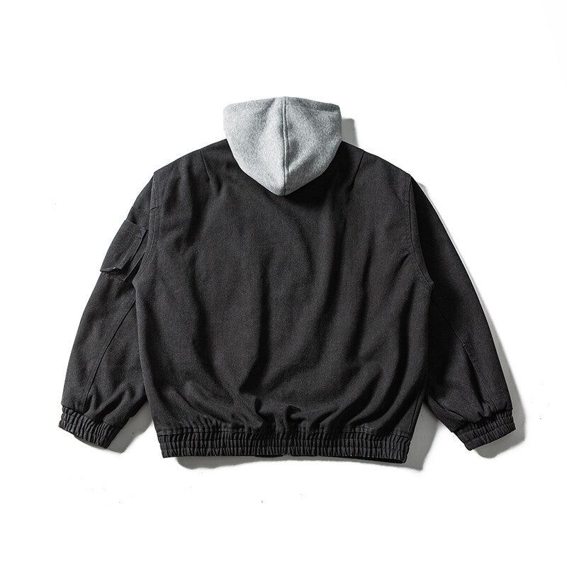 Unisex Oversize Canvas Hoodie with Utility Arm Pocket and Elastic Cuffs EVA-US