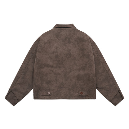 Men's short-cut suede-look blouson with patch flap pockets and shirt collar EVA-US