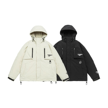 Unisex Technical Padded Parka Jacket with Hood and Zip Chest Pockets EVA-US