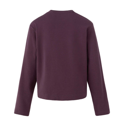 Women's Casual Sweatshirt with Studded Trim, Print Insert and Round Neck