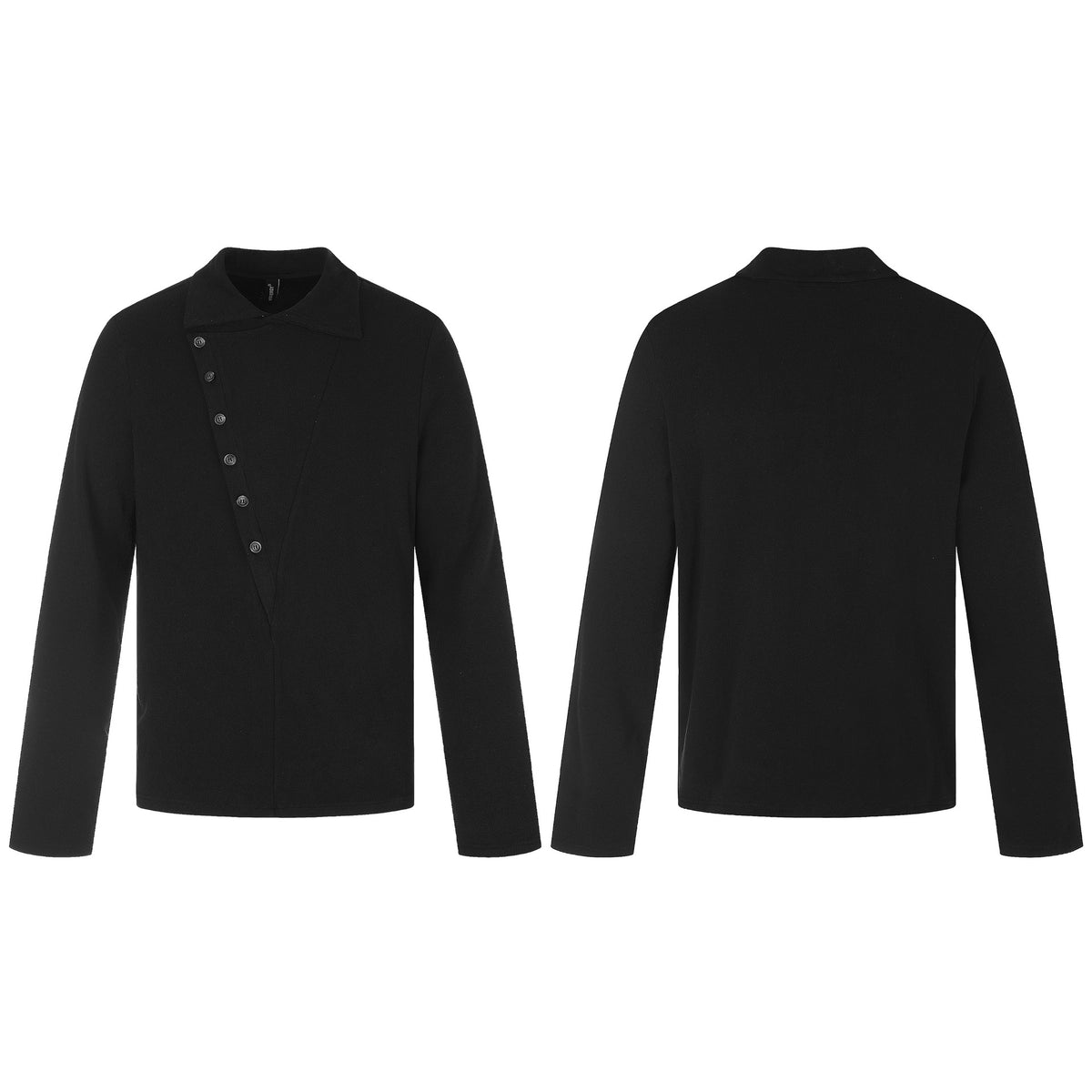 Men's Asymmetrical Shirt Jacket with Kent Collar and Concealed Button Placket EVA-US