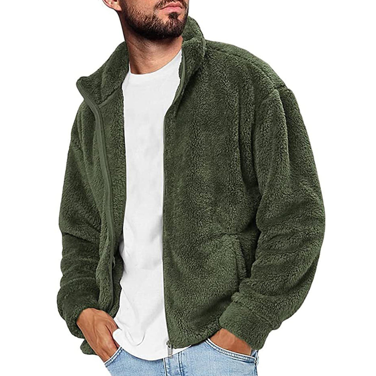 Men's fleece jacket with soft inner lining and practical pockets EVA-US