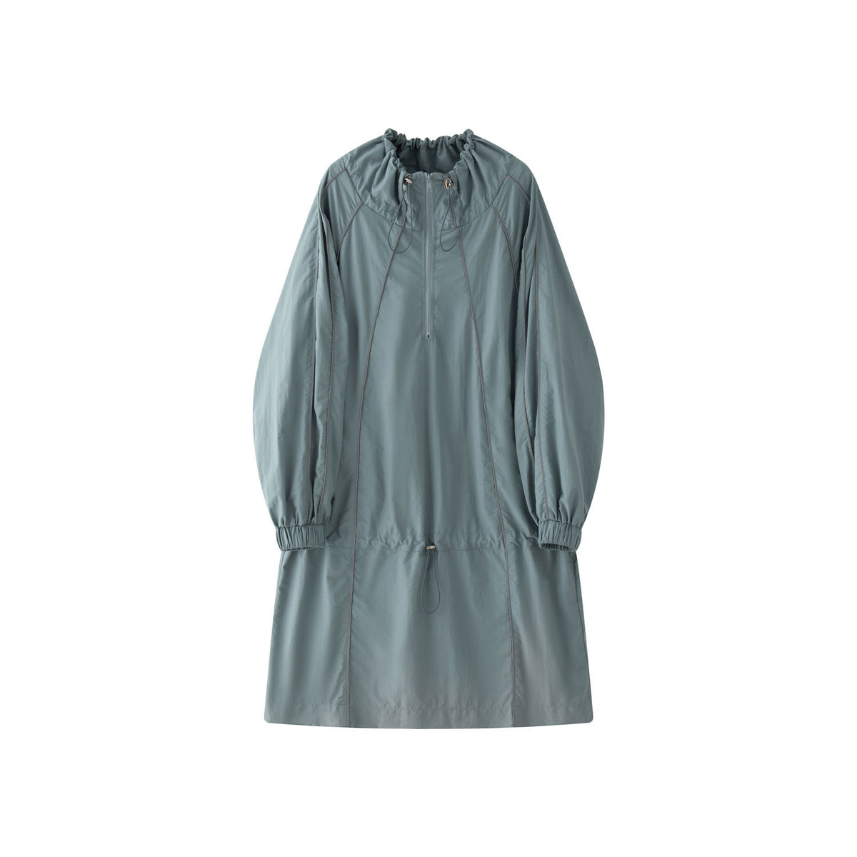Women Lightweight Windbreaker Half-Zip Tunic with Drawstring and Elastic Cuffs EVA-US