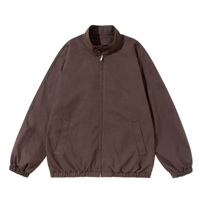 Unisex Short Cut Boxy Blouson with Stand-up Collar, Collar Tab and Elastic Hem EVA-US