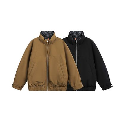 Unisex Oversize Blouson Jacket with Stand-Up Collar and Quilted Inner Lining EVA-US