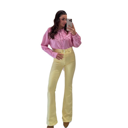 Women's blouse with oversized embroidered lace collar, balloon sleeves & boxy silhouette EVA-US