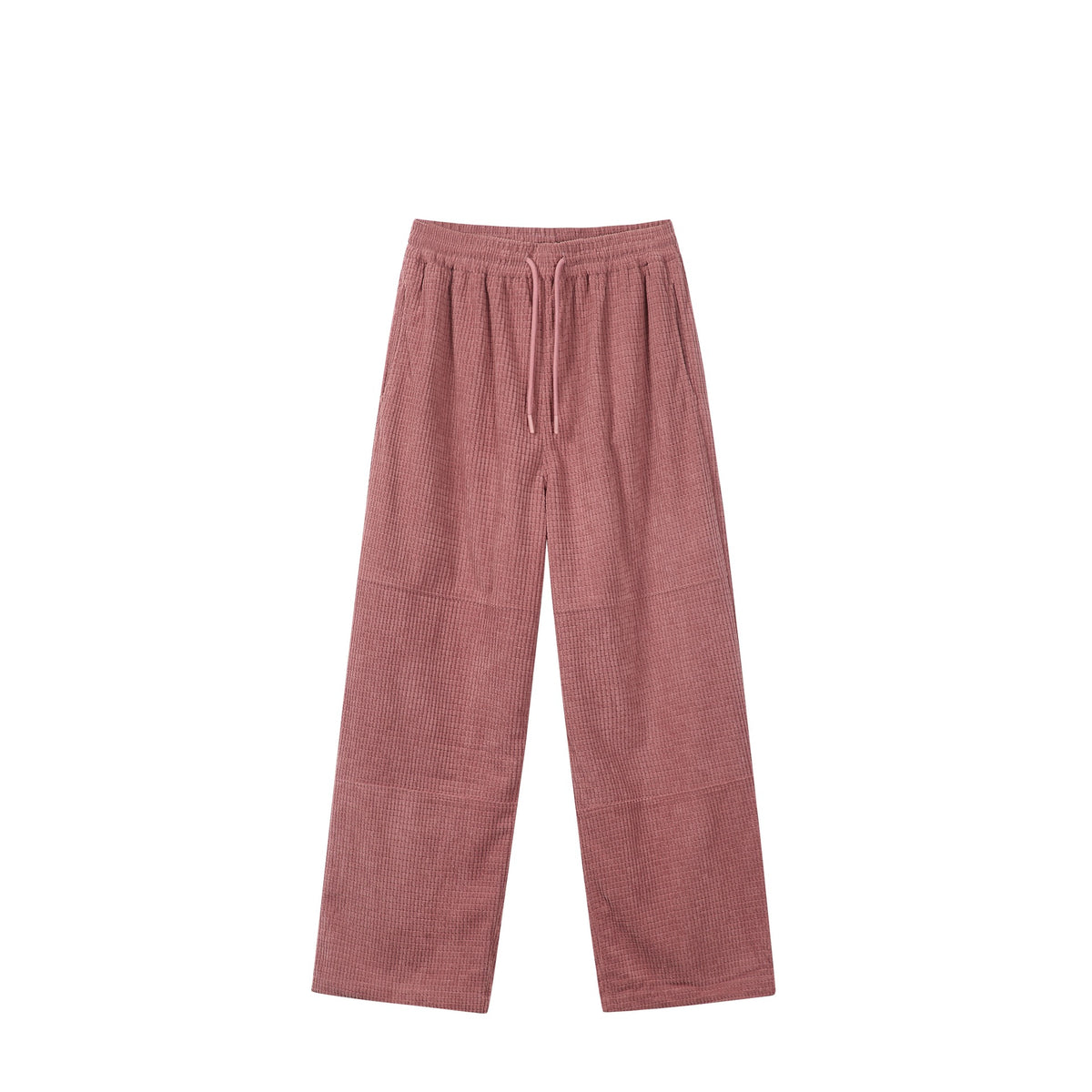 Women's loosely cut waffle knit pants with elastic waistband and drawstring EVA-US