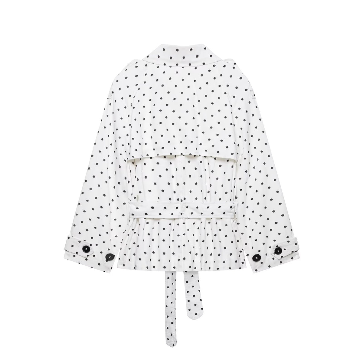 Women's short trench with waist belt and polka dot pattern EVA-US