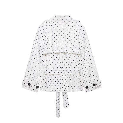 Women's short trench with waist belt and polka dot pattern EVA-US