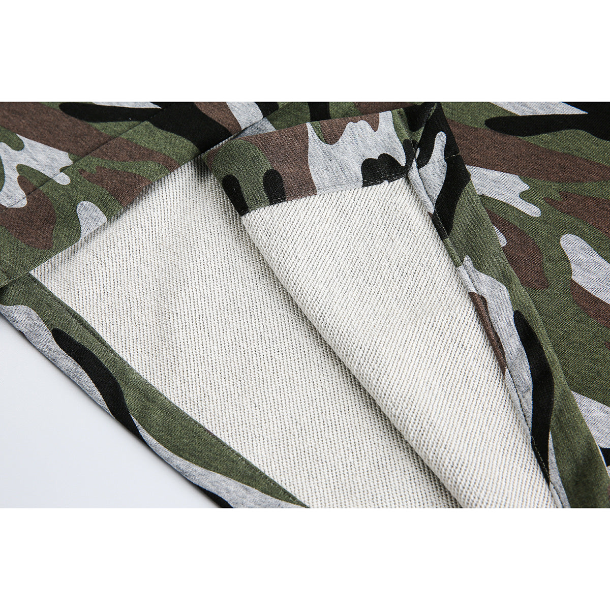 Women's midi skirt in camouflage style with elastic waistband and drawstring EVA-US