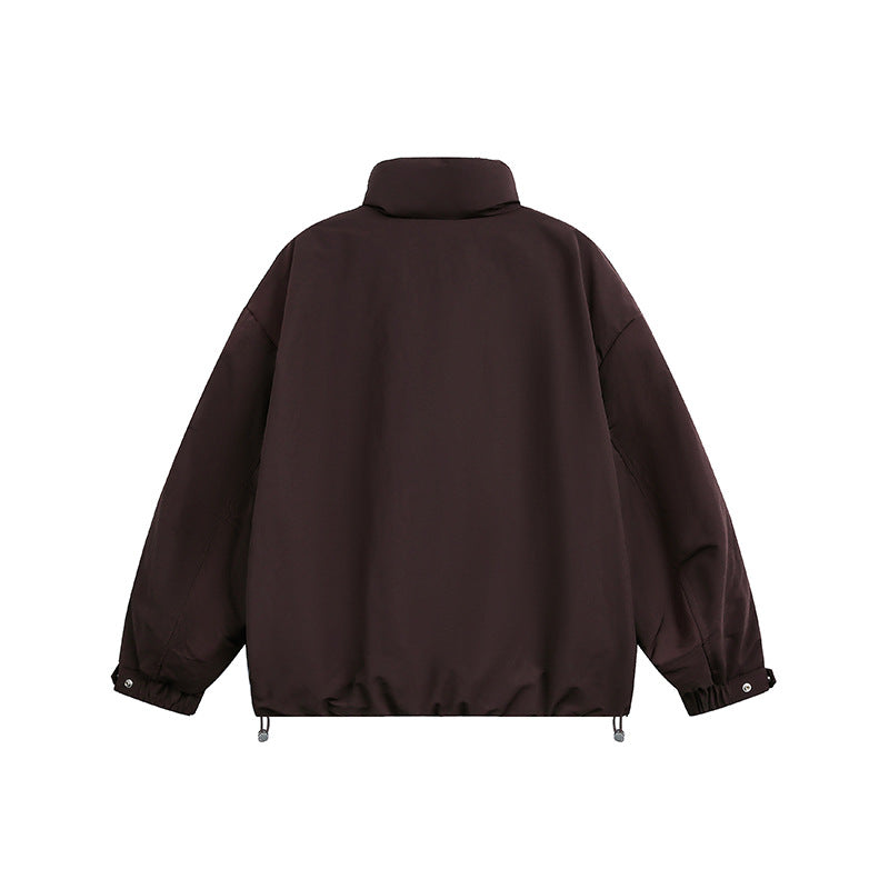 Men's Oversized Quilted Blouson Jacket with Stand-up Collar and Drawstring EVA-US