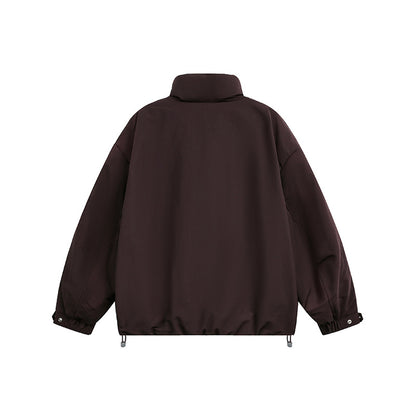 Men's Oversized Quilted Blouson Jacket with Stand-up Collar and Drawstring EVA-US