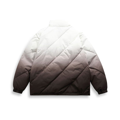Unisex Short Cut Padded Jacket with Ombre Gradient and Diagonally Quilted Structure EVA-US