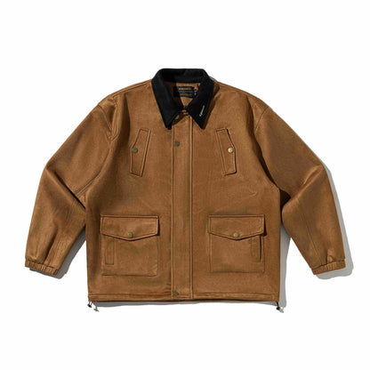 Men's Wool Mix Field Blouson with Cord Collar and Utility Pockets EVA-US