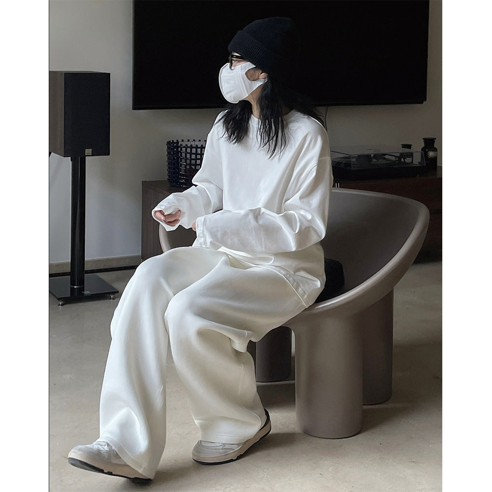 Women Loose Long Sleeve in Oversized Style made of Cotton Jersey with Extended Hem EVA-US