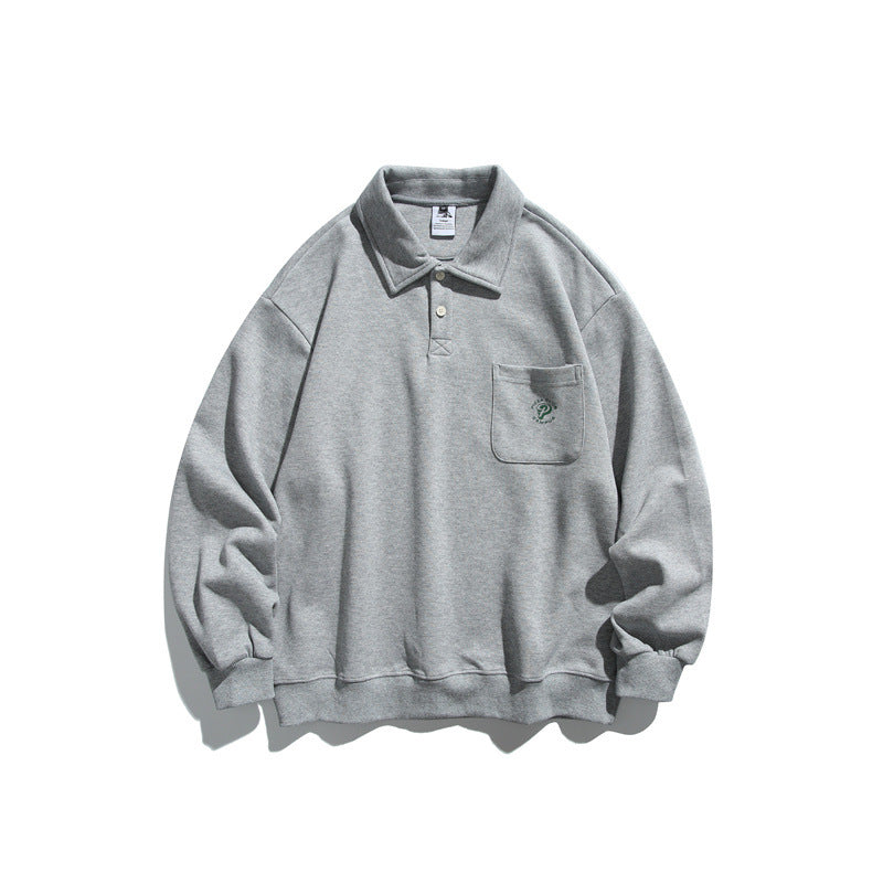 Unisex Relaxed-Fit Polo Collar Sweatshirt with Chest Pocket and Fine Ponte Structure EVA-US