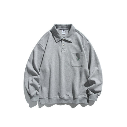 Unisex Relaxed-Fit Polo Collar Sweatshirt with Chest Pocket and Fine Ponte Structure EVA-US