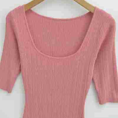 Women Figure-hugging ribbed Midi dress made of stretch knit EVA-US