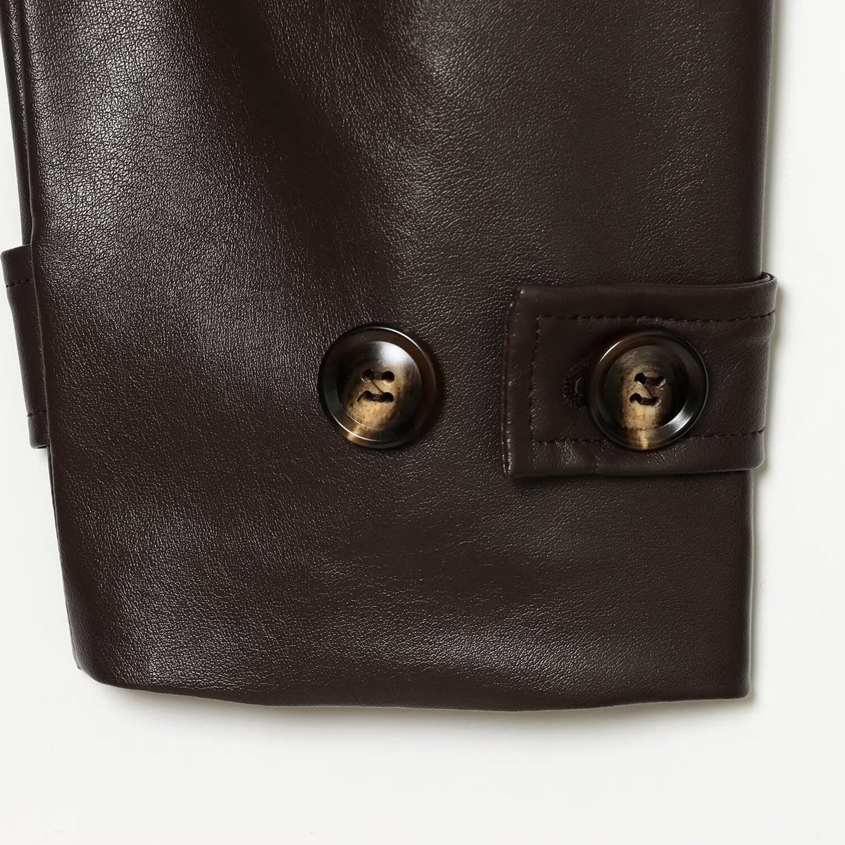 Women's Tailored Cropped Vegan Leather Jacket with Stand Collar and Tie Belt EVA-US