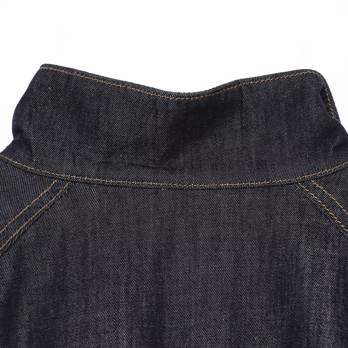 Women's Cropped Denim Jacket with Waist Belt, Stand Collar and Balloon Sleeves EVA-US