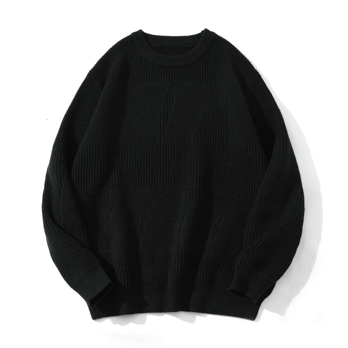 Unisex Structured Oversize Round Neck Sweater with Panel Knit EVA-US