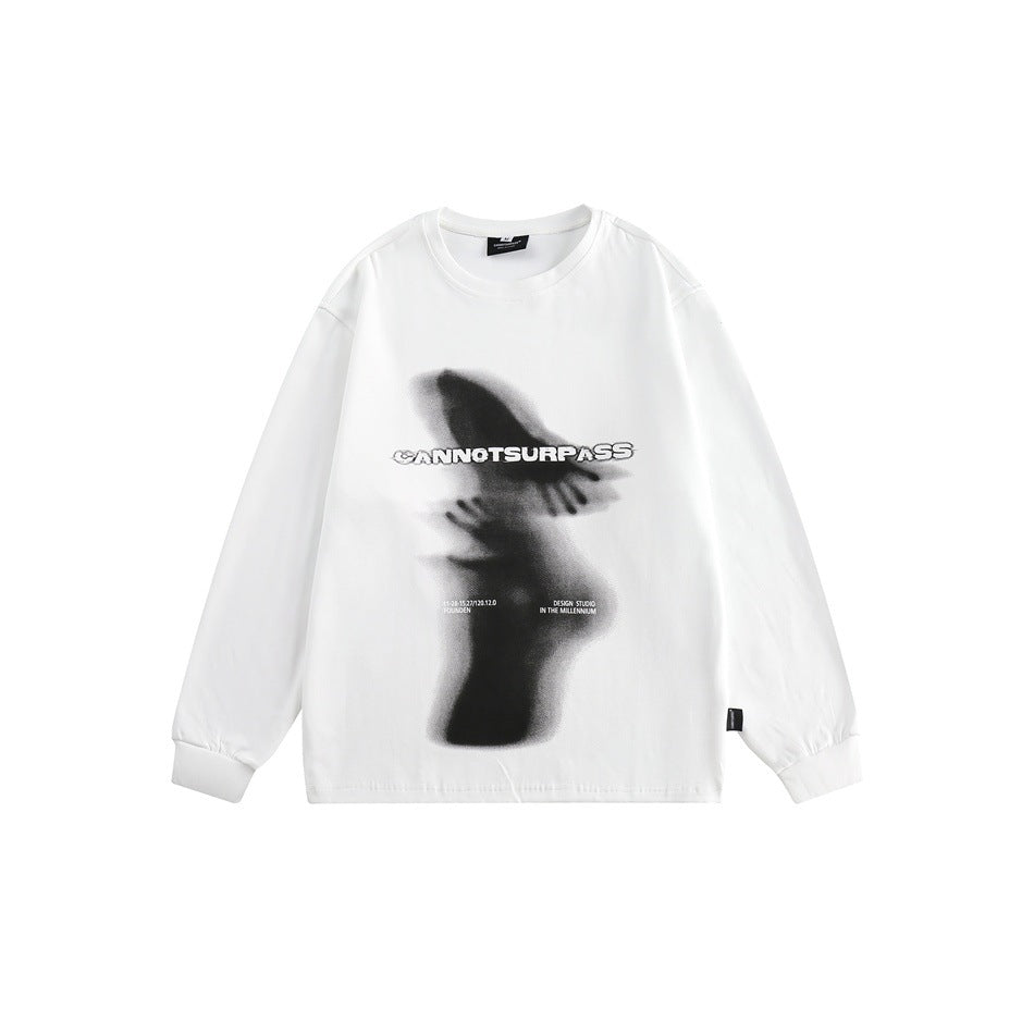 Unisex Oversize-Longsleeve shirt with surreal photo print and ribbed cuffs EVA-US