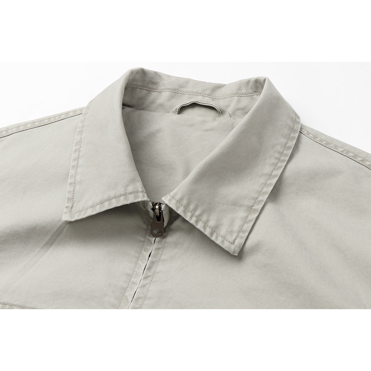 Men's short jacket in boxy cut made of canvas with diagonal zip pockets and elastic hem EVA-US