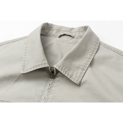 Men's short jacket in boxy cut made of canvas with diagonal zip pockets and elastic hem EVA-US