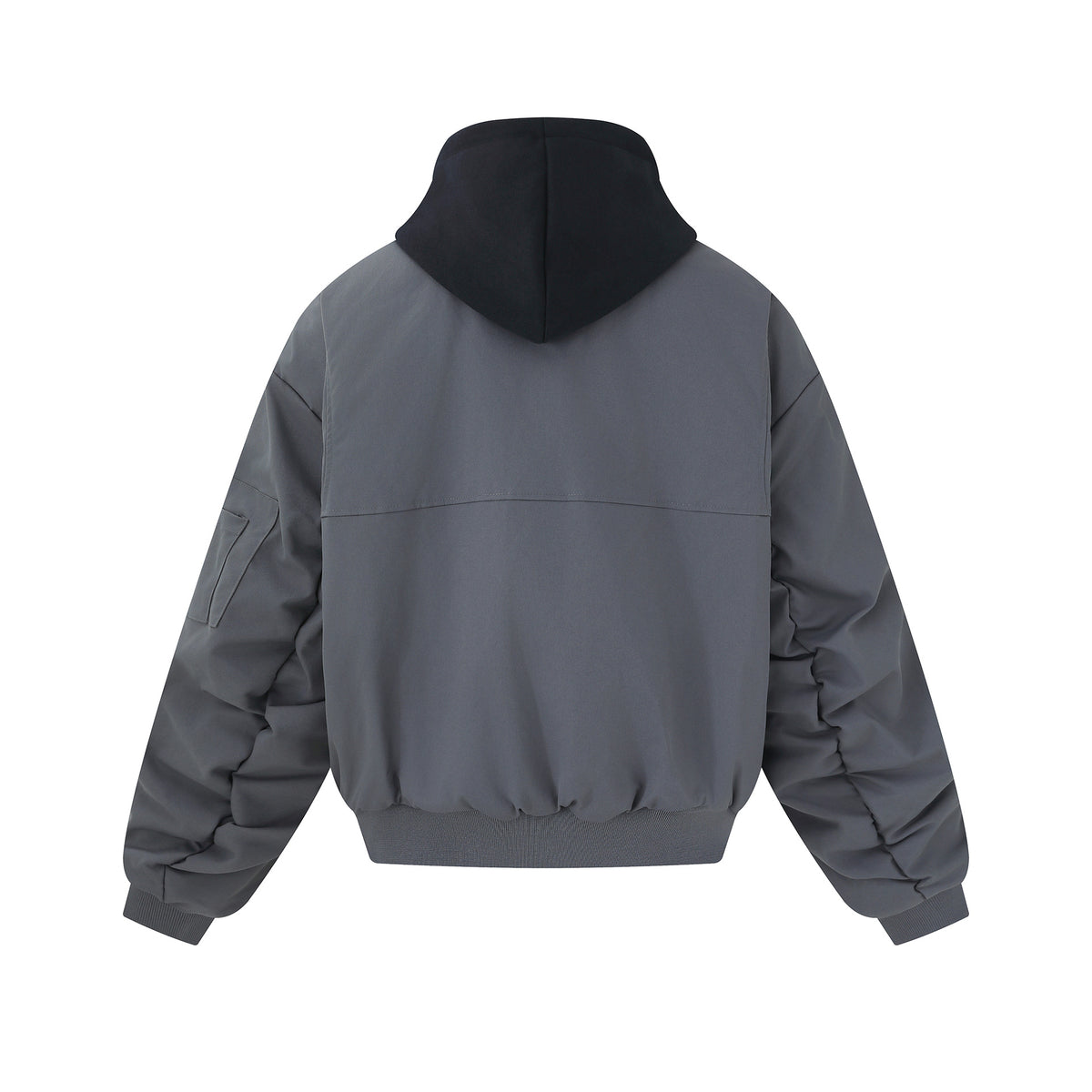 Men's short cut boxy hoodie bomber with hood insert and utility pockets EVA-US