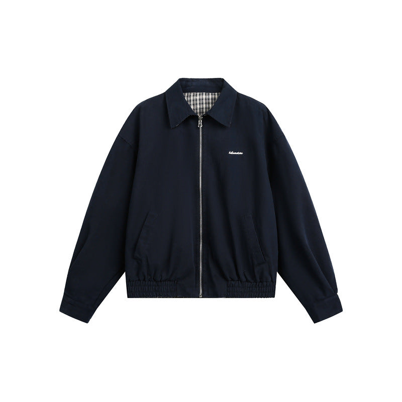 Unisex short jacket in Harrington style with zipper and checkered lining EVA-US