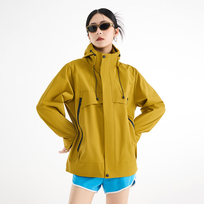 Women's technical waterproof oversized parka with hood and concealed zip pockets EVA-US