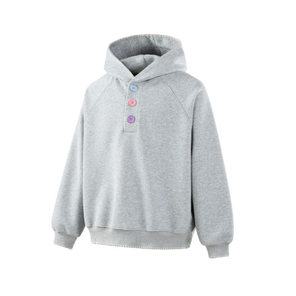 Women's hoodie with half-button placket, decorative saddle seam, and oversized cut EVA-US