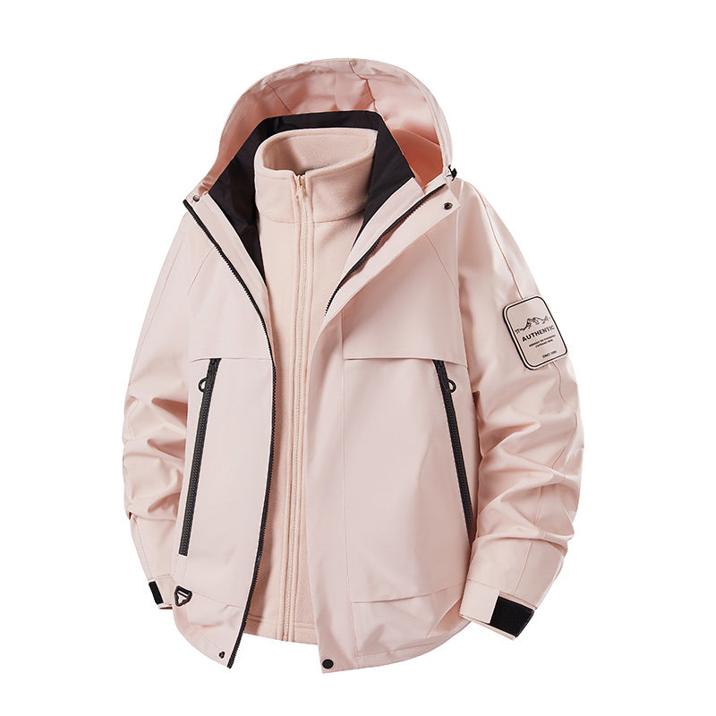 Men's three-piece waterproof outdoor jacket with removable hood and fleece inner jacket EVA-US