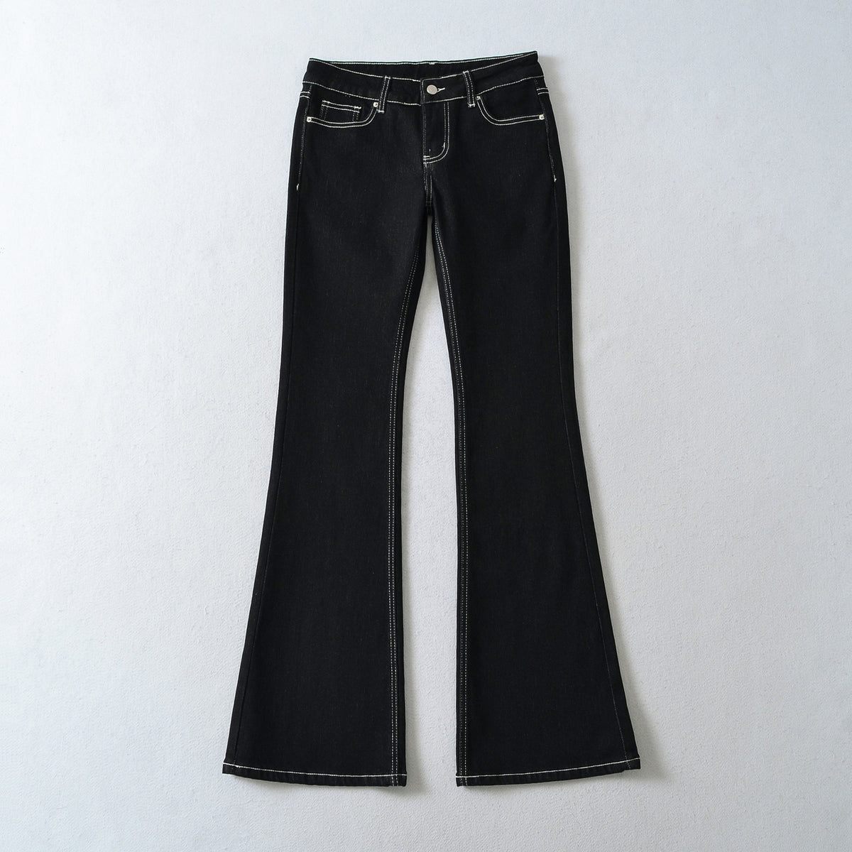 Women Flared Jeans with decorative center seam and contrast stitching EVA-US