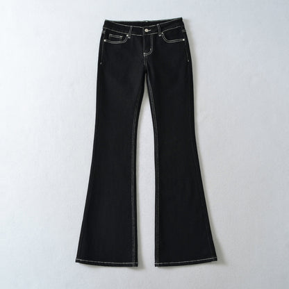 Women Flared Jeans with decorative center seam and contrast stitching EVA-US