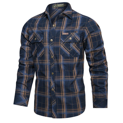 Men's checked flannel outdoor shirt with reinforced flap chest pockets and ergonomic back detail EVA-US
