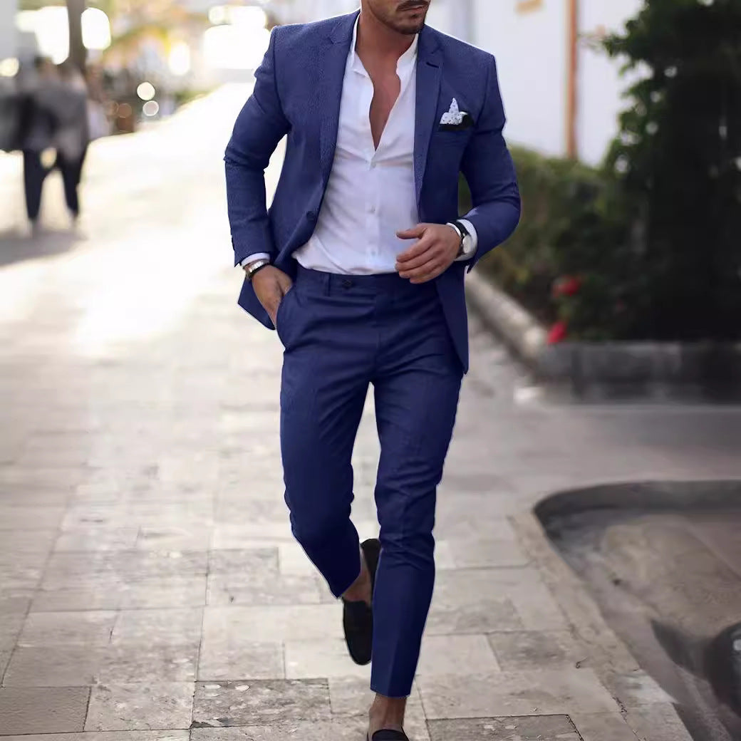 EVA-US Men's Linen Suit Set – Tailored Blazer & Slim Chino Pants