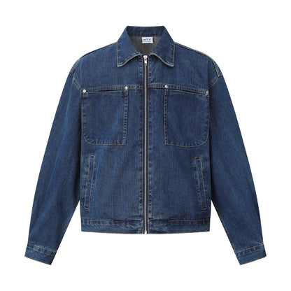 Unisex casually cut denim blouson jacket with full zip EVA-US