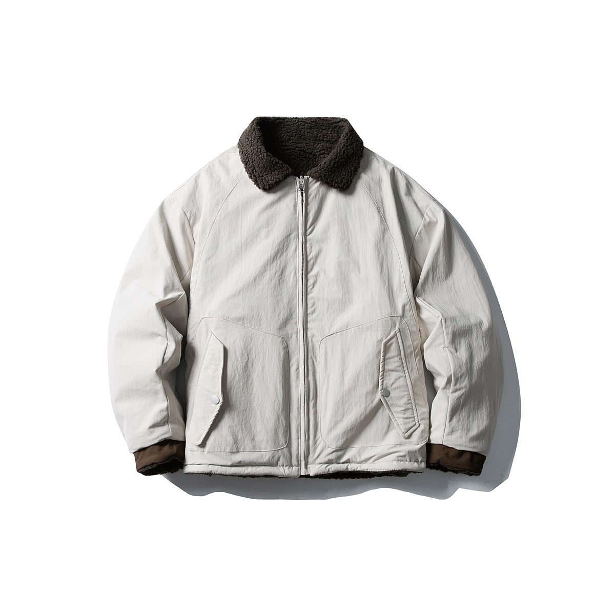 Men's short-cut insulated blouson with sherpa collar and flap pockets EVA-US