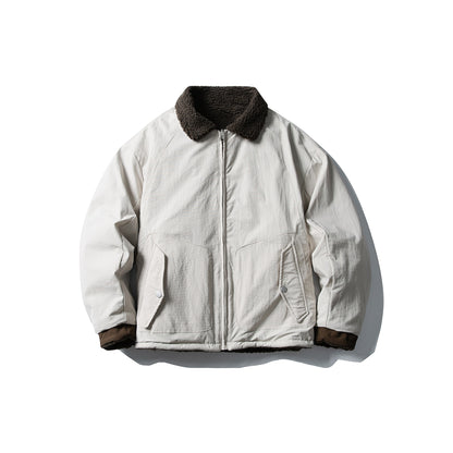 Men's short-cut insulated blouson with sherpa collar and flap pockets EVA-US