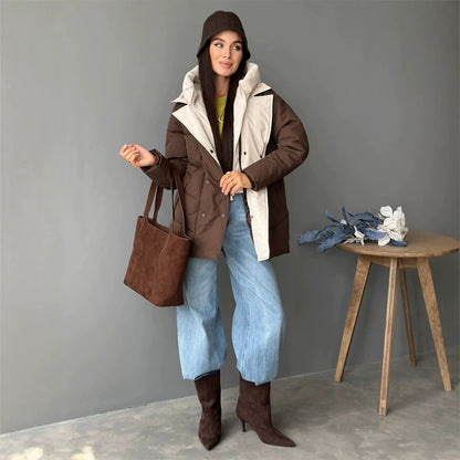 Women's padded double-breasted parka with removable quilted inner vest EVA-US