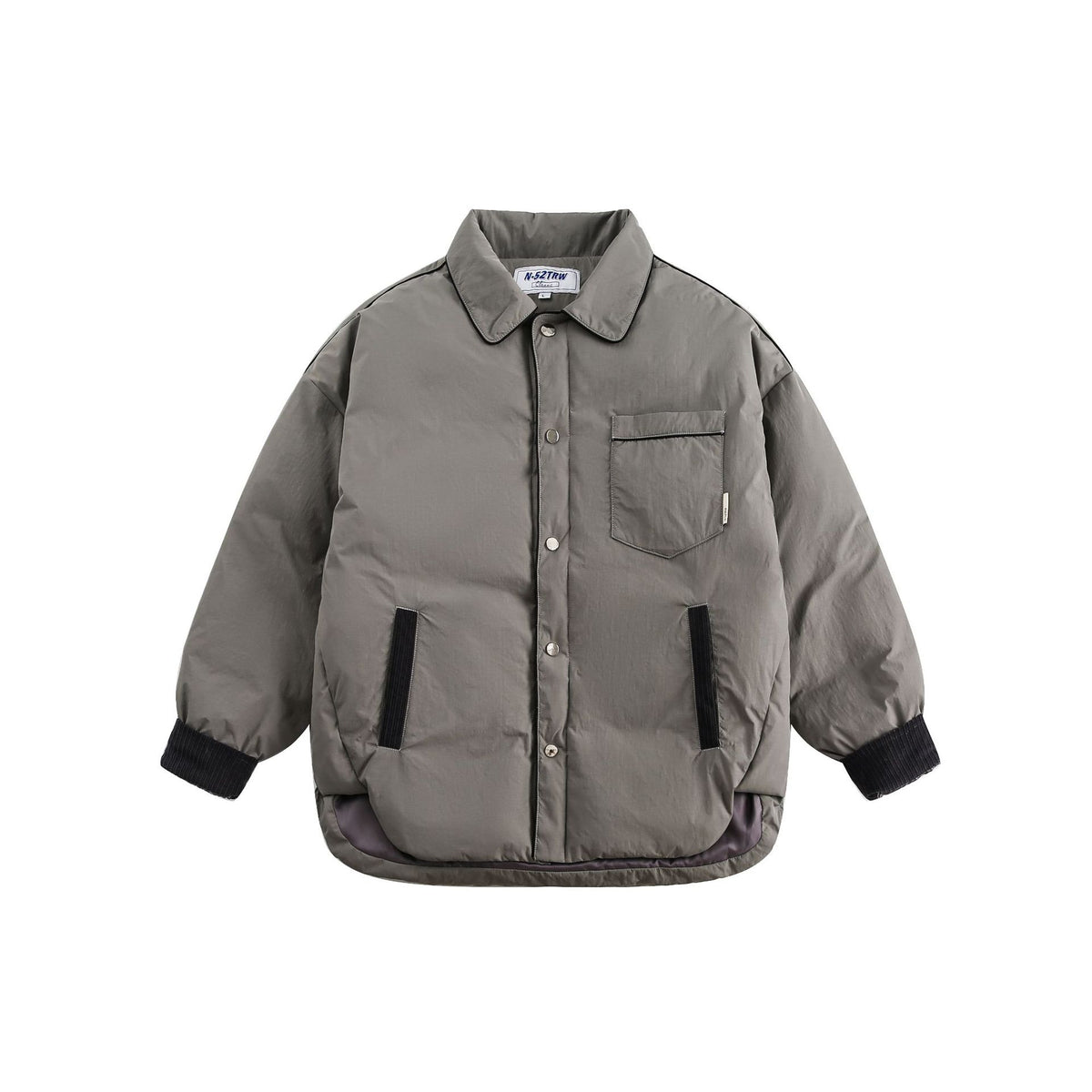 Unisex Short Cut Quilted Blouson Jacket with Shirt Collar and Cord Cuffs EVA-US