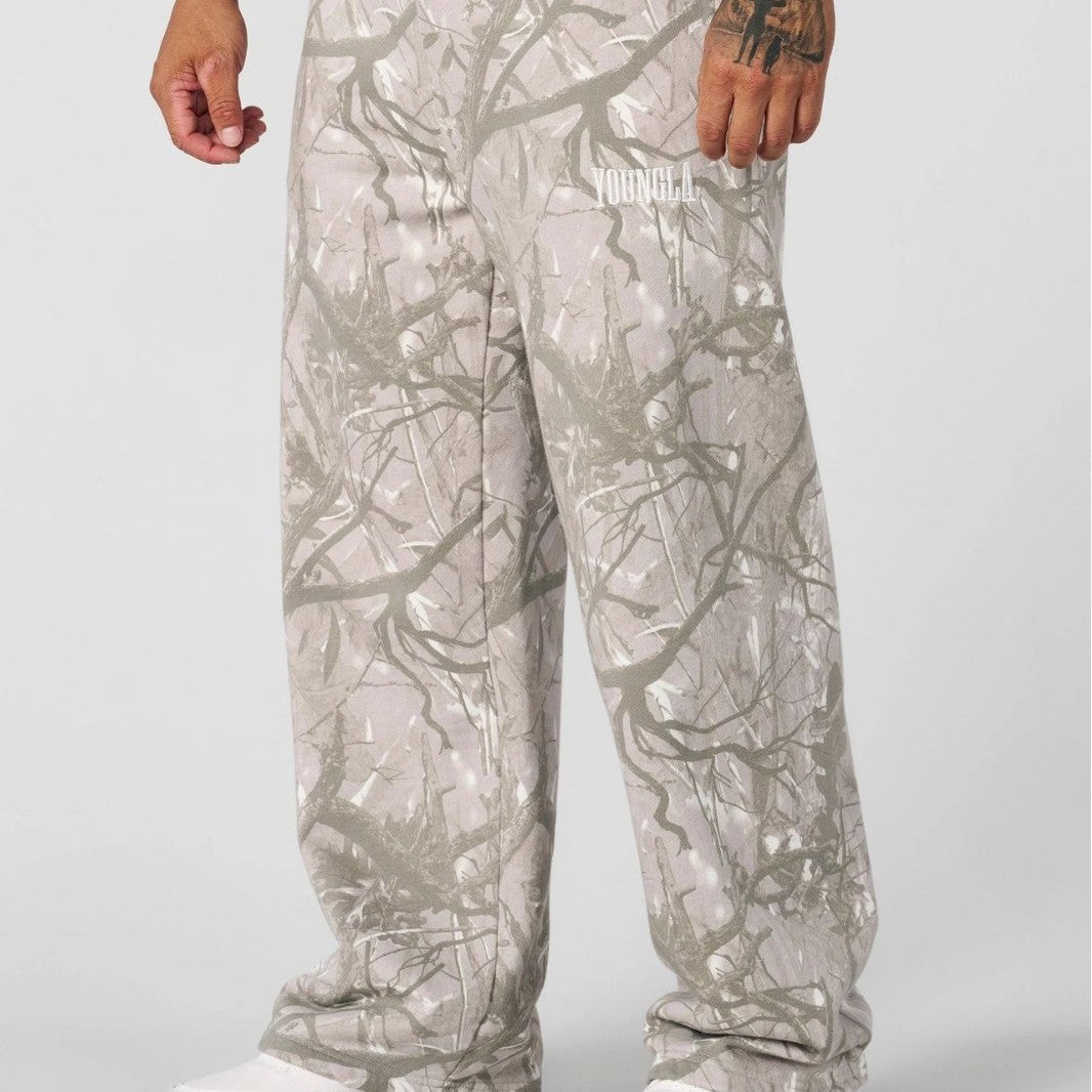 Men's oversized camouflage jogging pants with elastic comfort waistband and thigh logo EVA-US