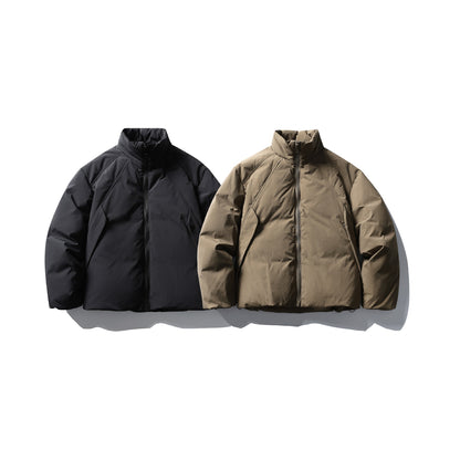 Men's Boxy Thermal Insulation Jacket with High Stand Collar and Minimalist Outer Shell EVA-US