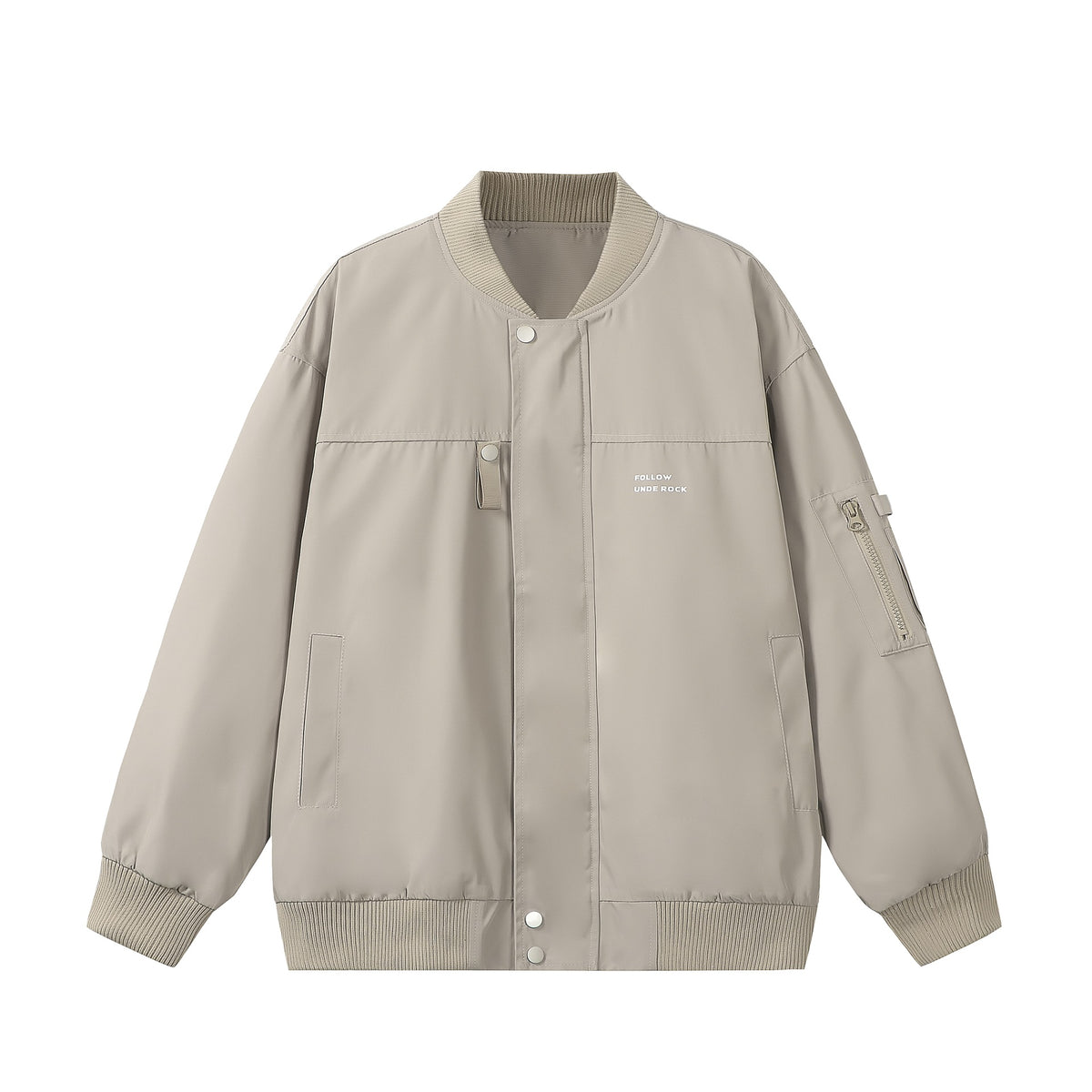 Unisex Short-cut padded bomber jacket with zippered sleeve pocket and ribbed cuffs EVA-US