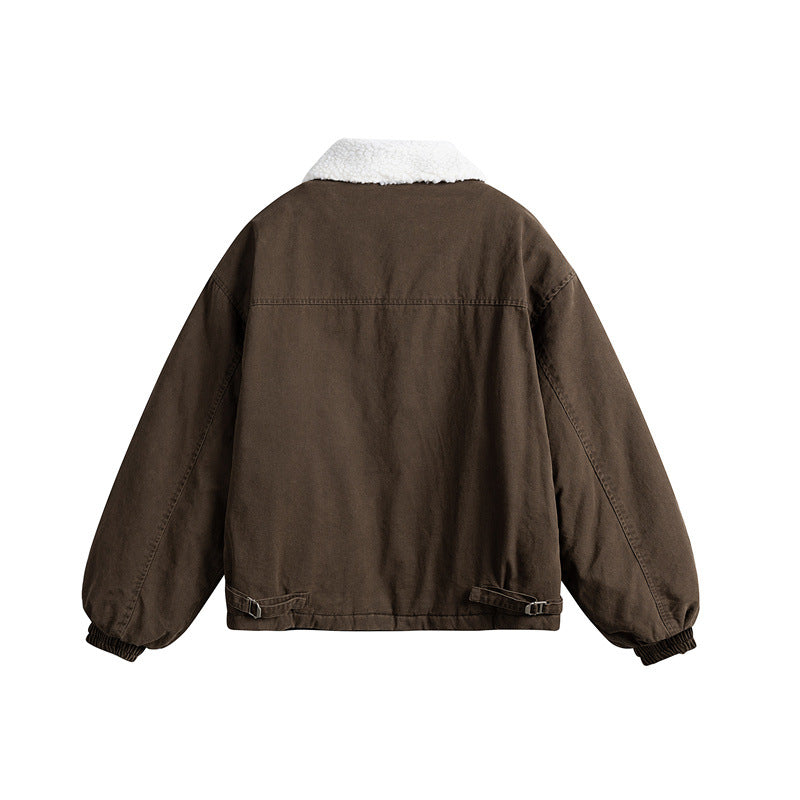 Men's short-cut canvas blouson with teddy collar and padded thermal lining EVA-US