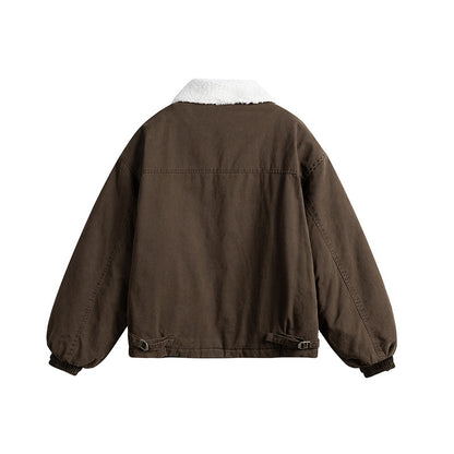 Men's short-cut canvas blouson with teddy collar and padded thermal lining EVA-US
