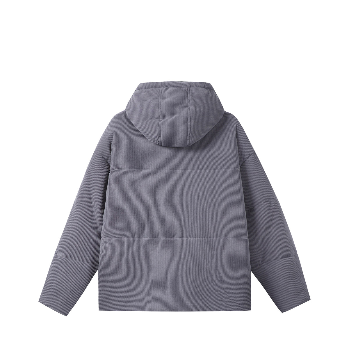Unisex Quilted Cord Parka in Boxy Cut with High Collar and Drawstring EVA-US